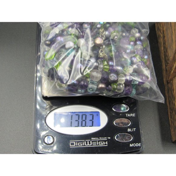 20" Sterling Silver Amethyst Pearl Peridot Quartz Necklace Vintage Minimalist - Picture 7 of 7